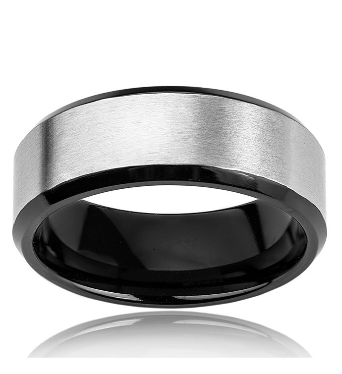 Men's Two-tone Titanium Brushed Finish Ring