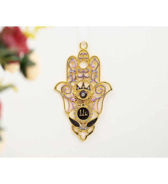 Matashi Hanging Hamsa With Evil Eye Wall Décor Ornament W Crystals (pewter)