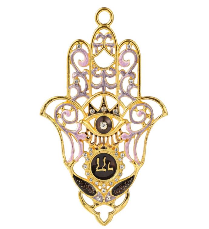Matashi Hanging Hamsa With Evil Eye Wall Décor Ornament W Crystals (pewter)