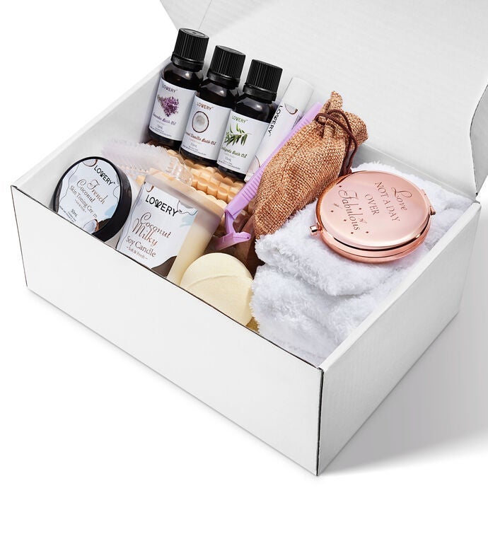 Handmade Body Care Gift, 20pc French Coconut Aromatherapy Spa Gift Basket