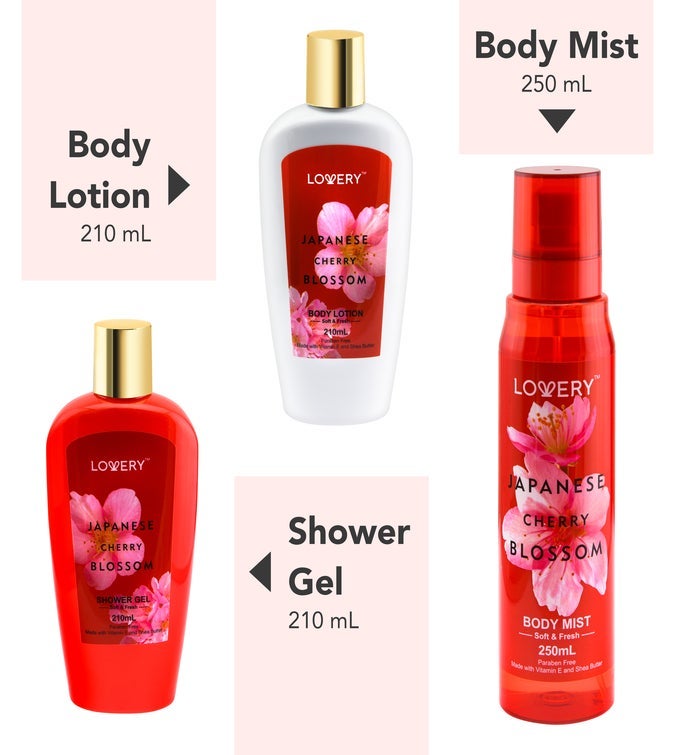 Japanese Cherry Blossom Bath And Body Travel Set, 3 Piece