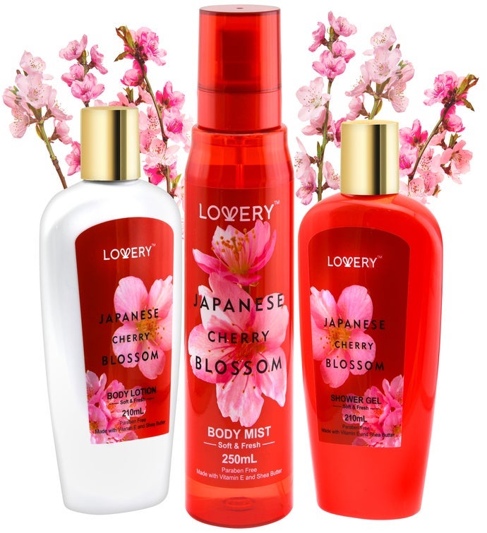 Japanese Cherry Blossom Bath And Body Travel Set, 3 Piece