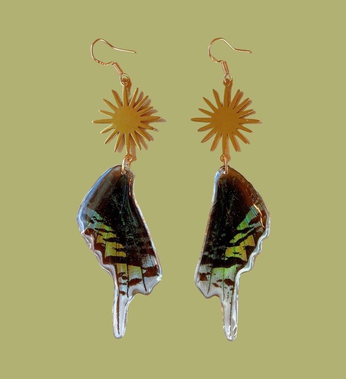 Real Butterfly Wing Charm Earring