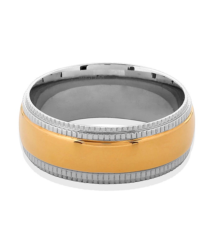 Gold And Silver Plated Stainless Steel Ridged Edge Ring
