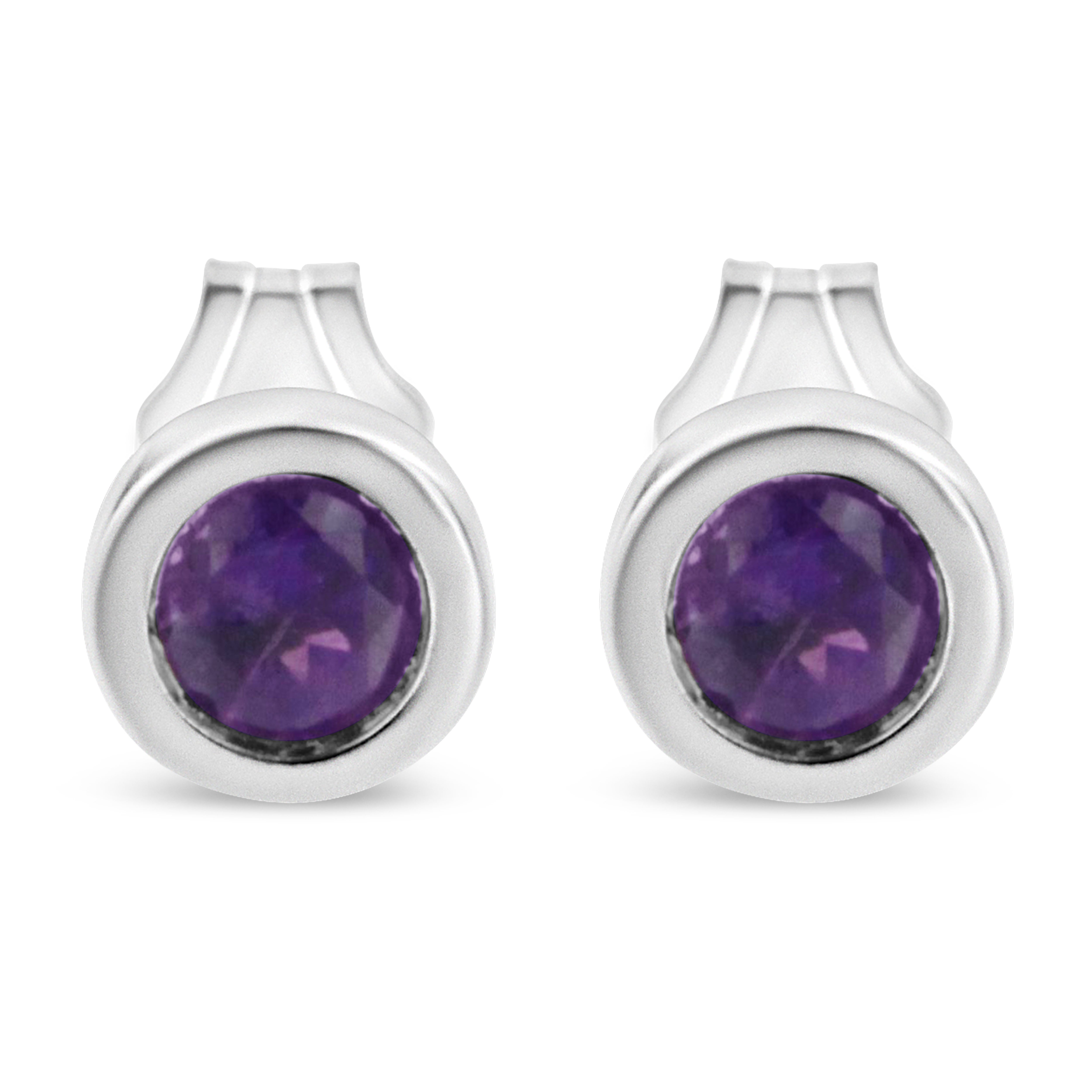 Silver 3.5mm Created Gemstone Stud Earrings