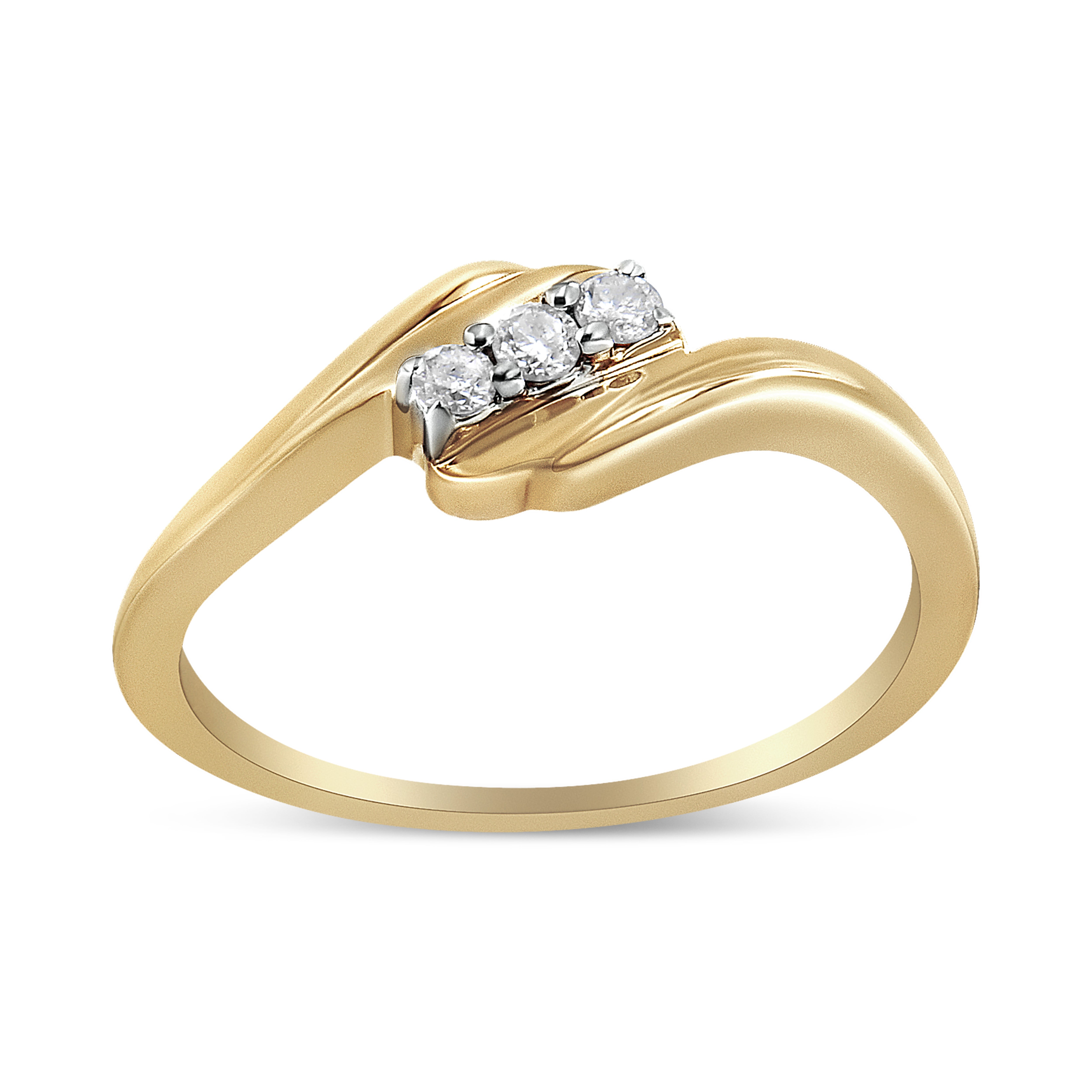 Yellow Gold Over Silver 1/10ct Three stone Diamond Ring