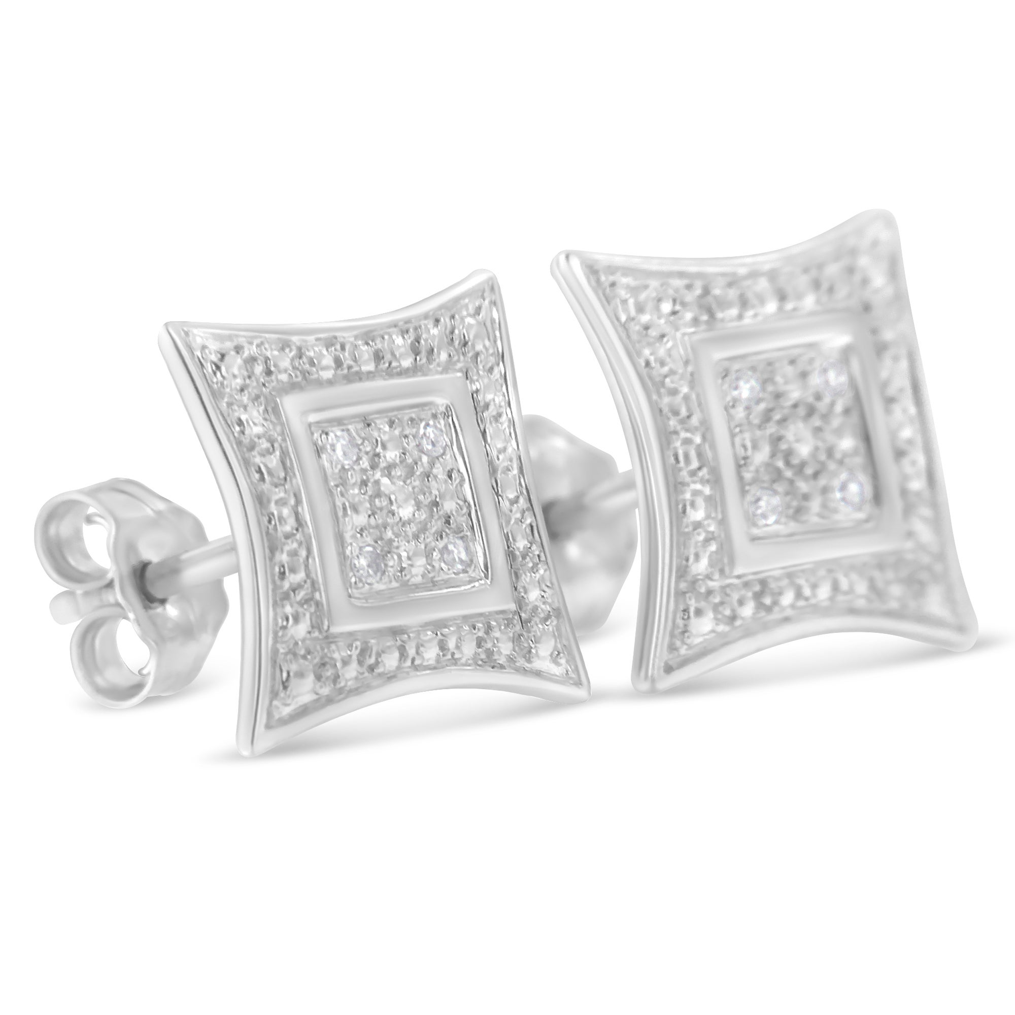 Silver Diamond Accent Halo Style Stud Earring