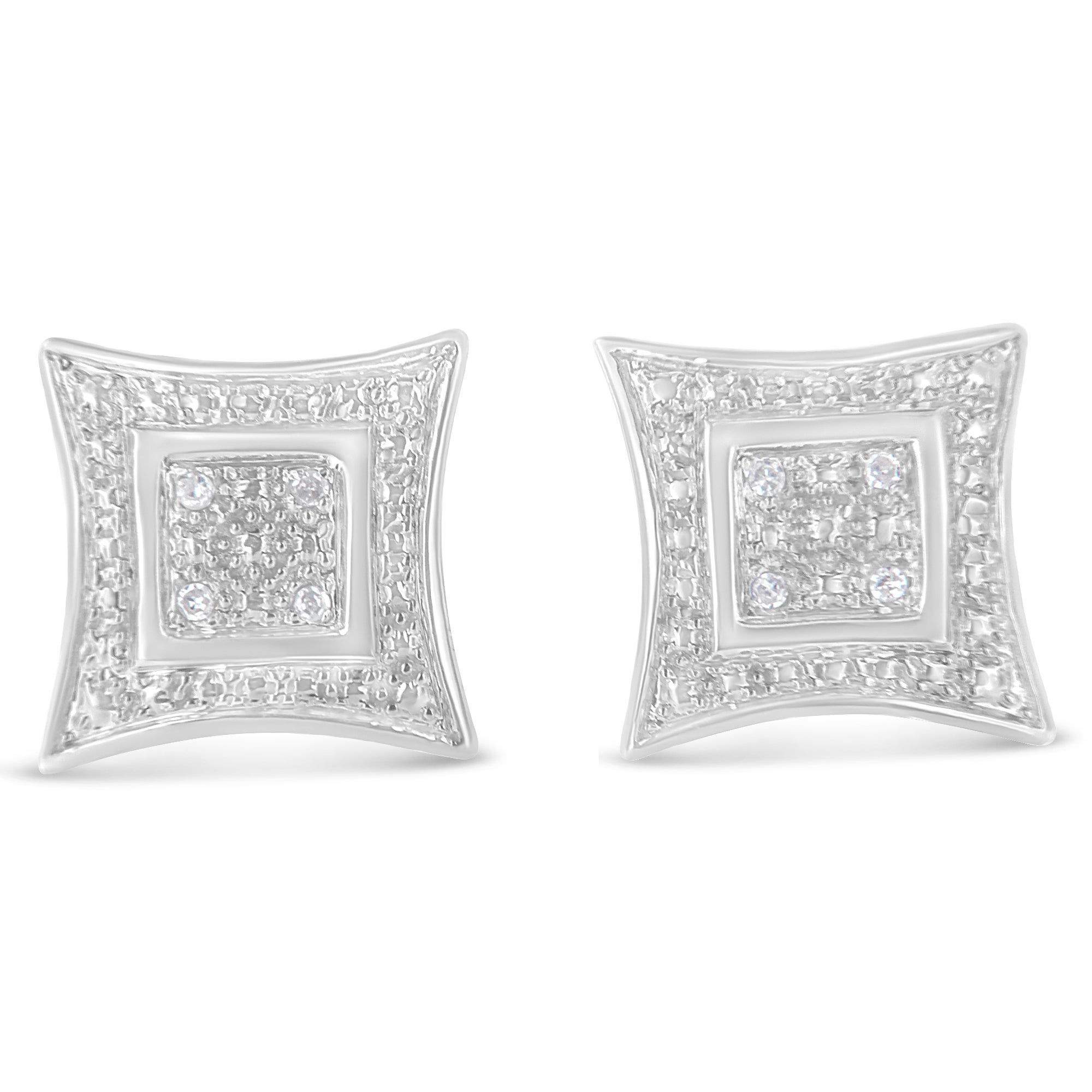 Silver Diamond Accent Halo Style Stud Earring