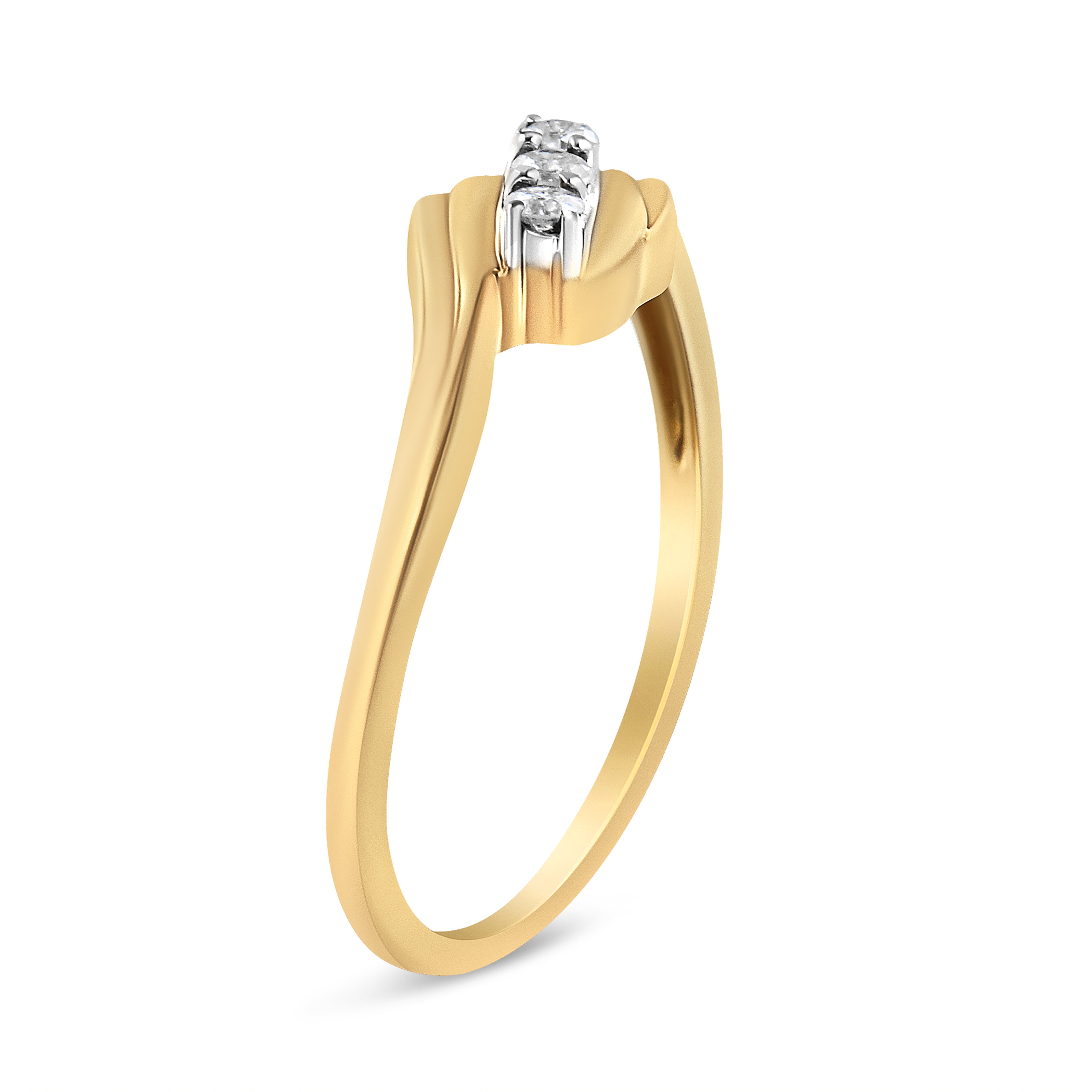 Yellow Gold Over Silver 1/10ct Three stone Diamond Ring