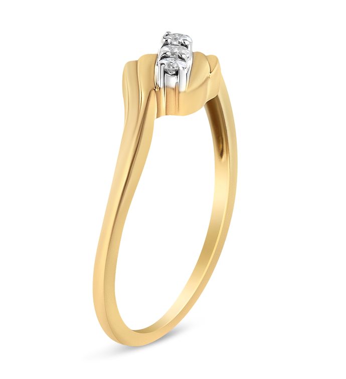 Yellow Gold Over Silver 1/10ct Three-stone Diamond Ring