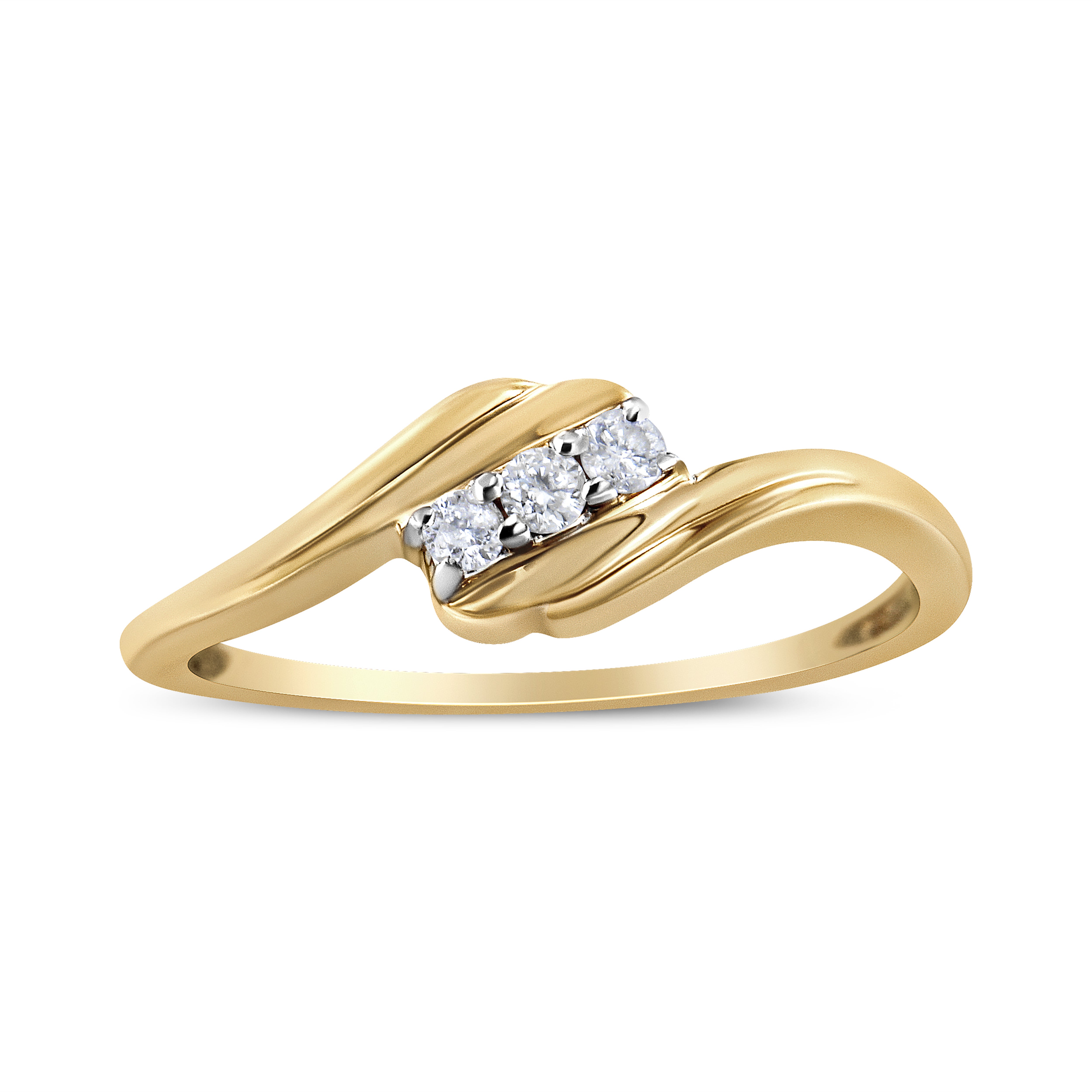 Yellow Gold Over Silver 1/10ct Three stone Diamond Ring