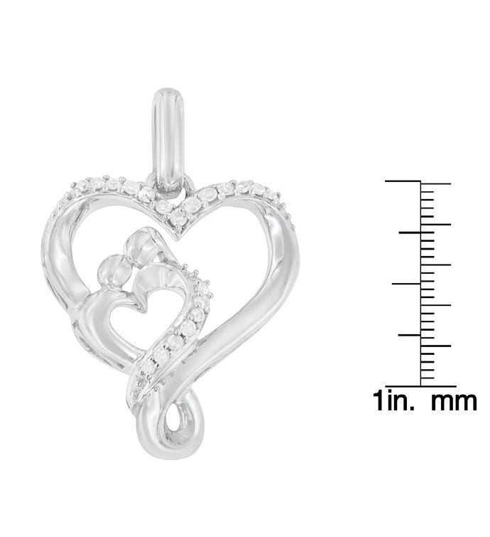 Sterling Silver 1/10 Ctw Diamond Open Heart Pendant Necklace