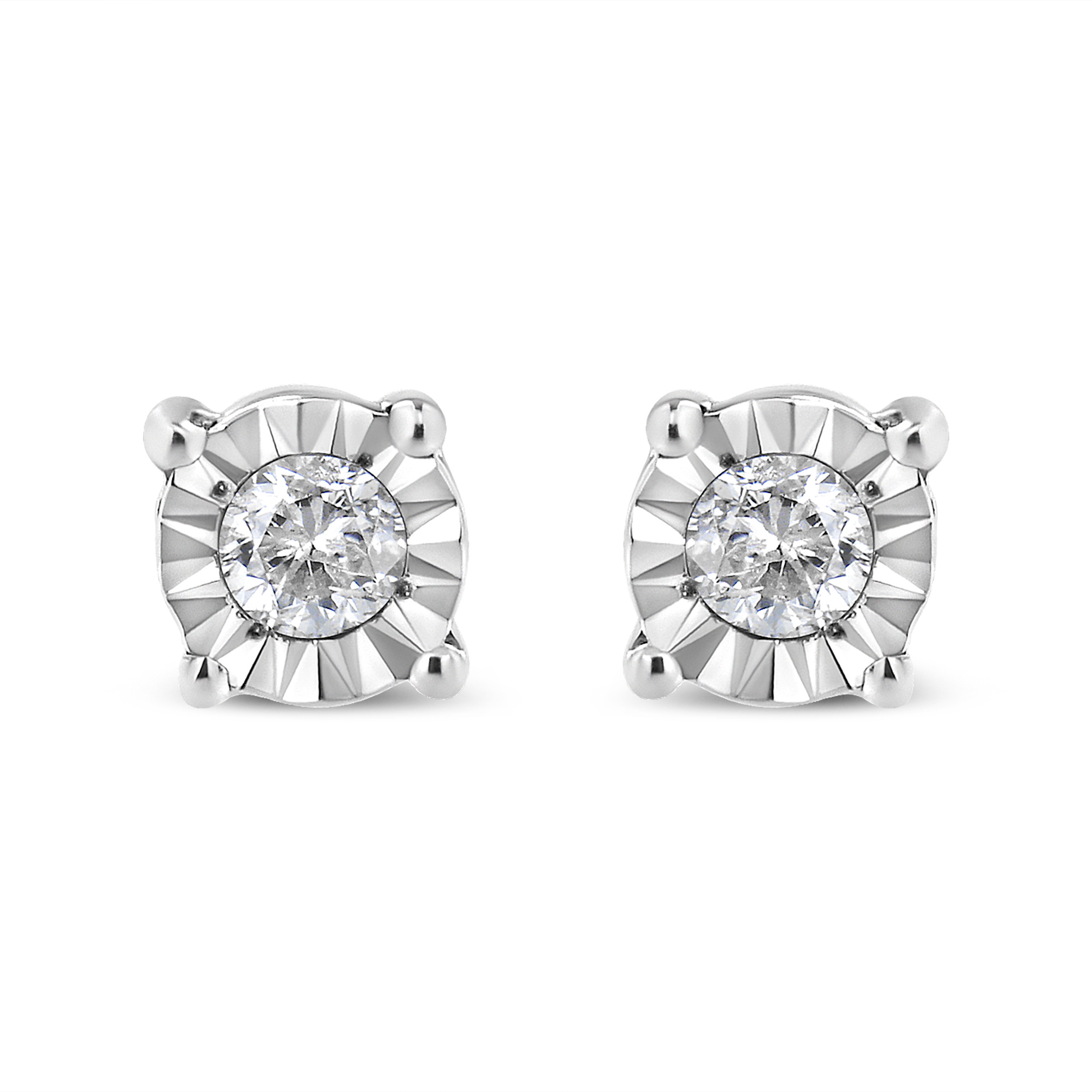 1/10 Carat Diamond Stud Earring In Sterling Silver