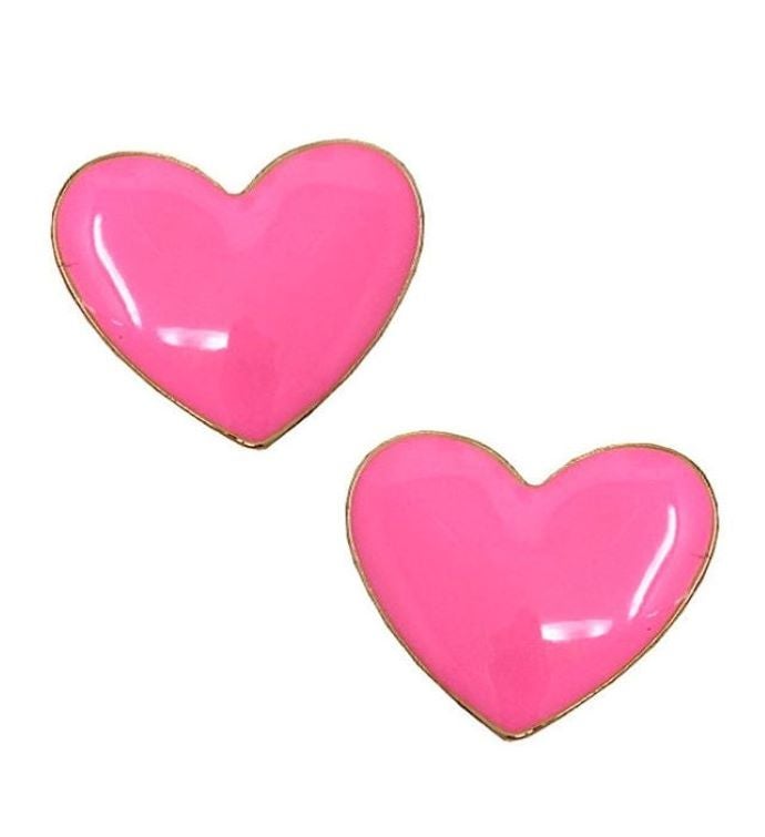 Pink Puffy Heart Earrings