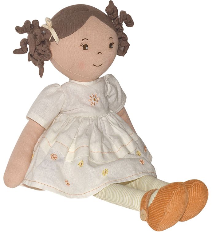 Cecilia - Dark Brown Hair In Cream Linen Dress With Display Box