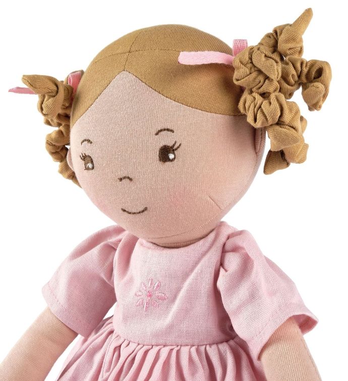 Amelia Lt. Brown Hair Doll In Pink Linen Dress With Display Box