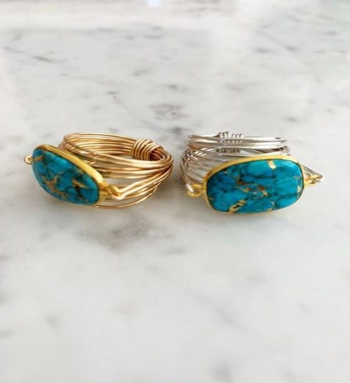 Torrey Ring in Green Mojave Cu Turquoise