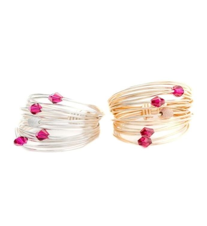 Marcia Wire Wrap Ring W/ Ruby Swarovski Crystals 