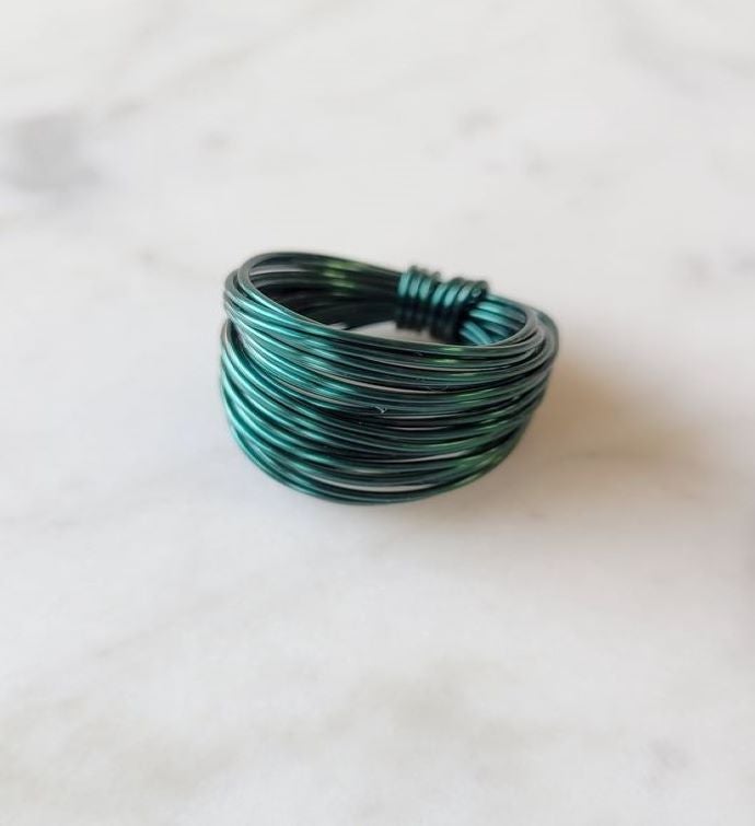 Marcia Wire Wrap Ring in Green 