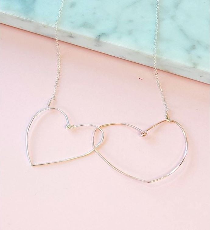 Heart to Heart Necklace in Rose Gold and Silver