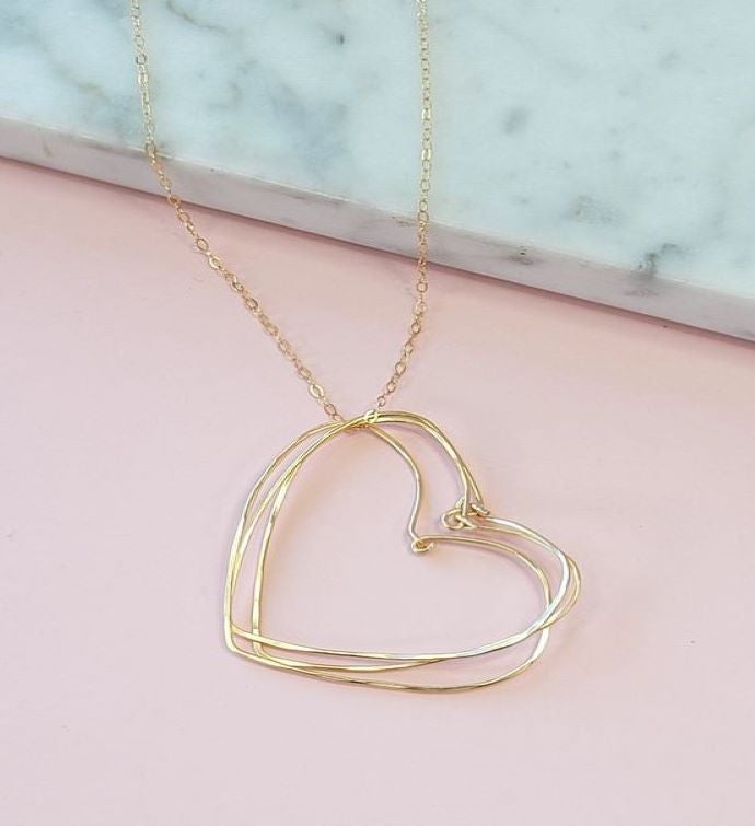 Gold Hearts on a Gold Chain