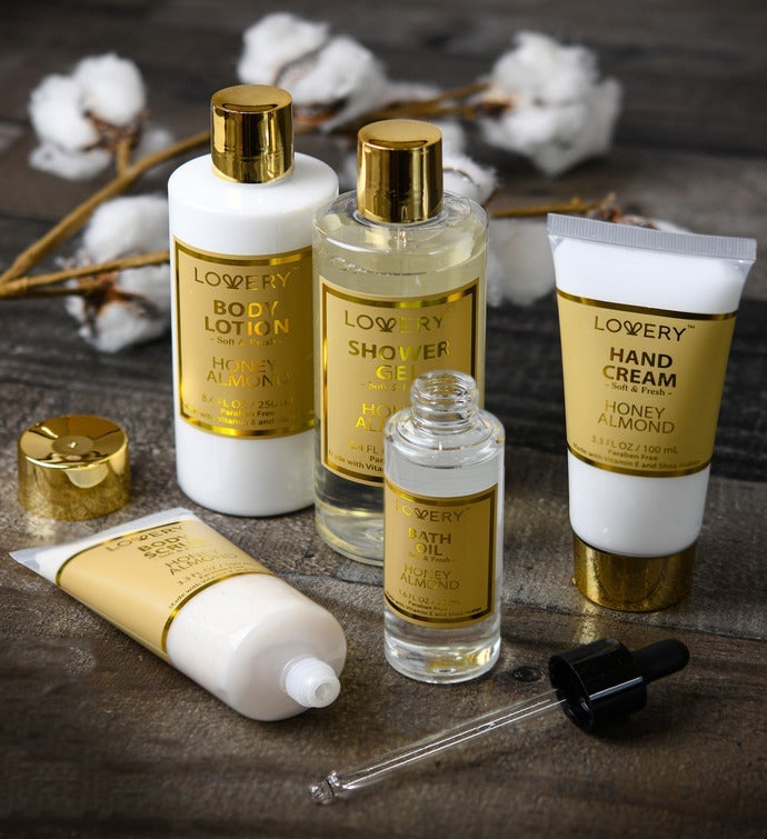 Luxury Bath & Shower Package - Spa Kit,  Honey Almond Scent