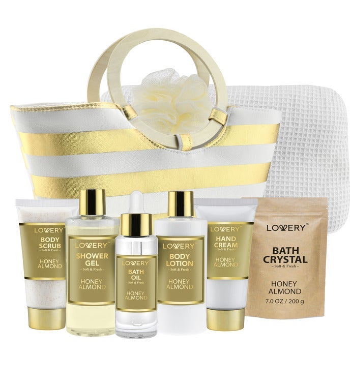 Luxury Bath & Shower Package   Spa Kit,  Honey Almond Scent