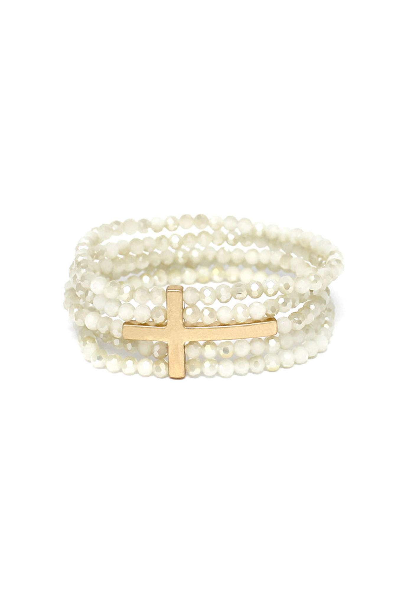 Gold Cross & Champagne Crystal Bracelet
