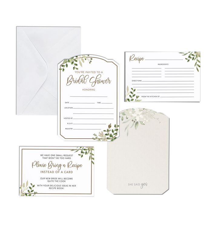 Lillian Rose Set Of 24 Bridal Shower Invites With Recipe Cards