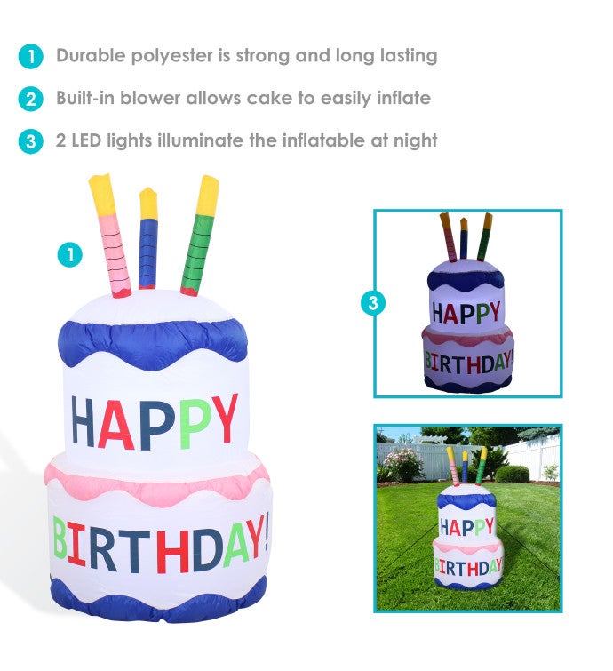 Large Inflatable Outdoor Decoration - Happy Birthday Cake