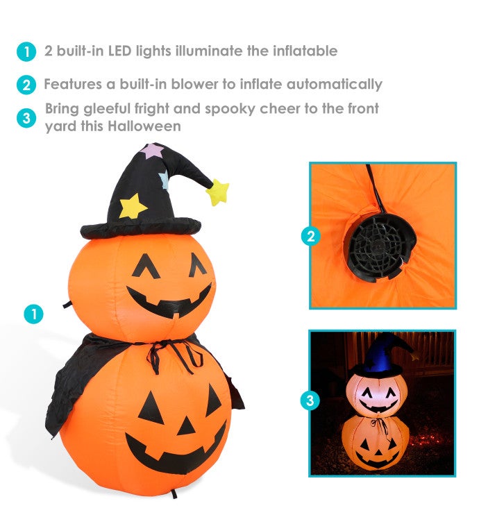 Large Inflatable Halloween Decoration - 4-foot Jack-o'-lantern Duo