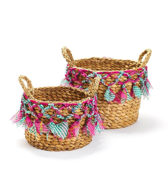 Sari Macrame Storage Baskets  set Of 2