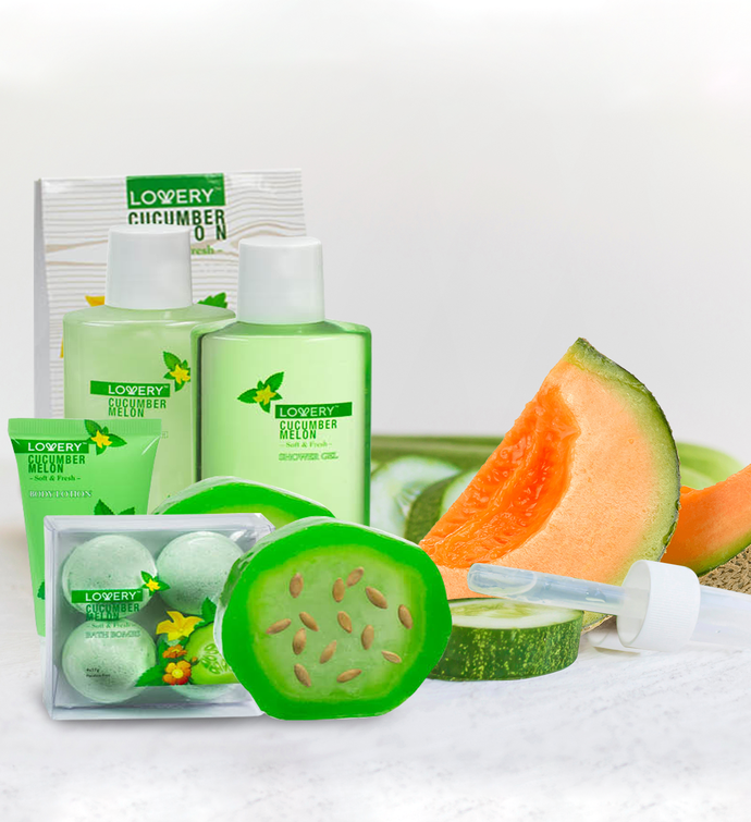 Lovery Home Spa Gift Set - Natural Cucumber & Organic Melon - 12 Pc