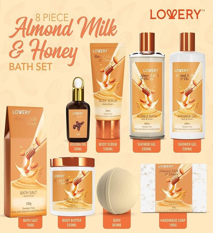 Lovery Almond Milk & Honey Spa - With Handmade Oatmeal Soap & More