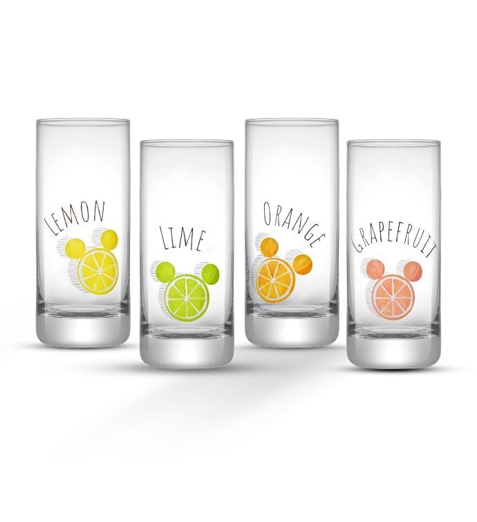 Disney Mickey Mouse Citrus Tall Drinking Glasses Set Of 4