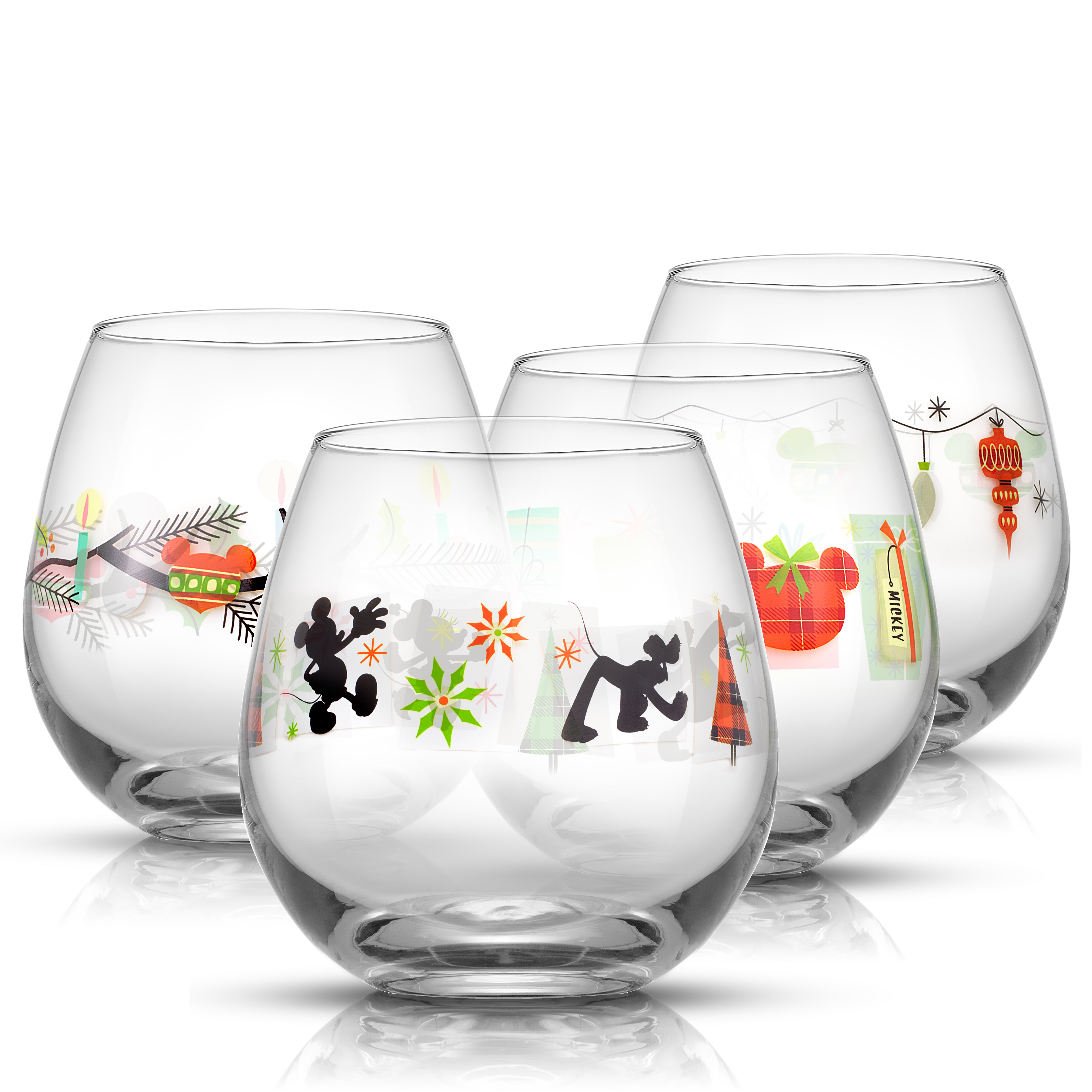 Disney Mickey Mouse Joy O Joy Stemless Wine Glass   Set Of 4