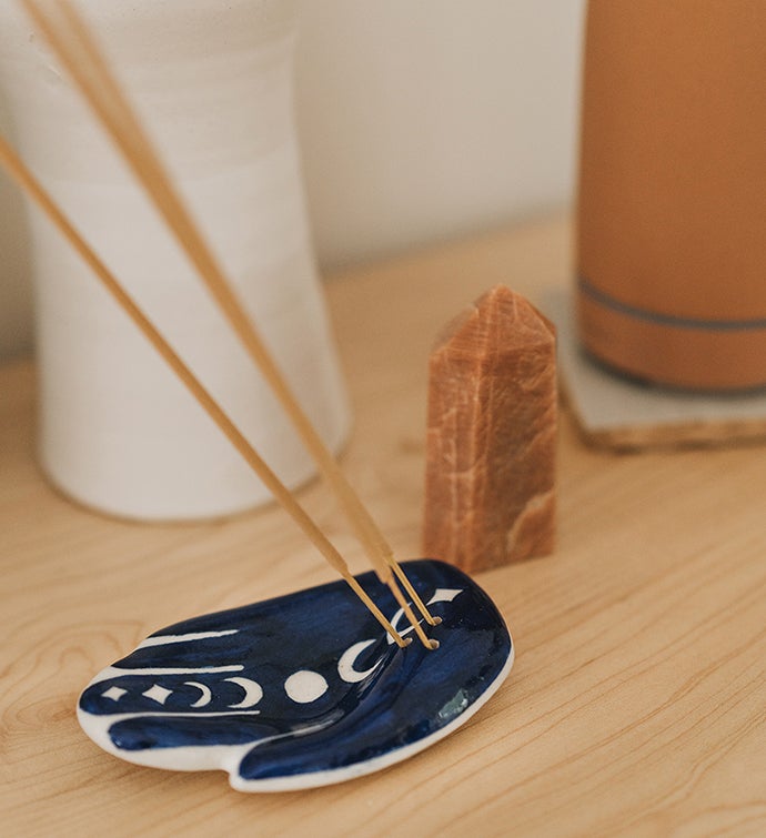 Jalini Indigo Incense Holder - Indukala Hamsa