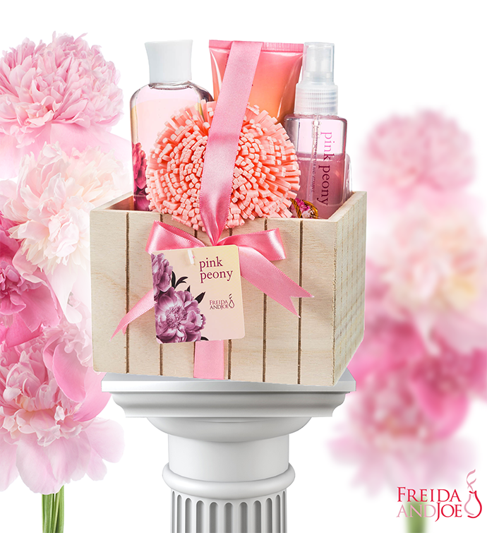 Pink Peony Spa Gift Set in Plant Box