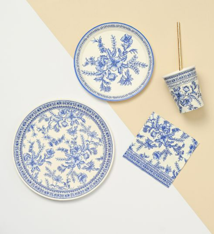 French Toile Large Plates (10 Per Pack)