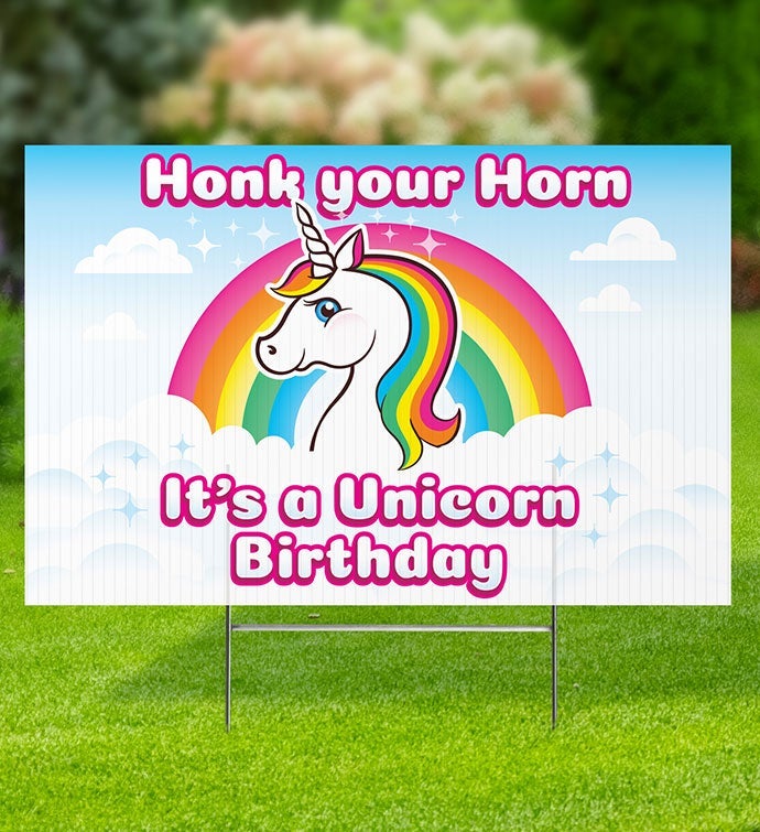 Rainbow Unicorn, Honk You Horn, Yard Sign