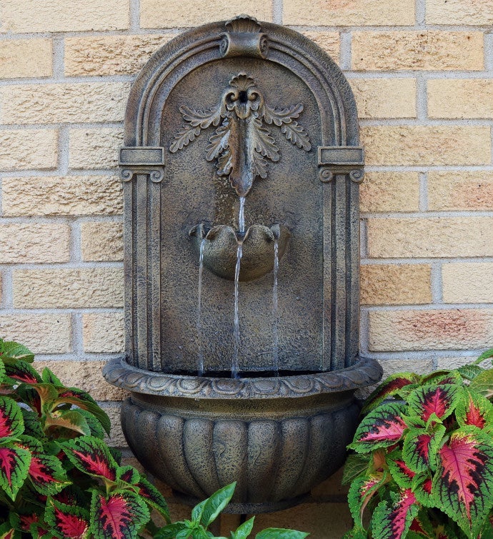 Florence Outdoor Wall Fountain 27" Florentine Stone