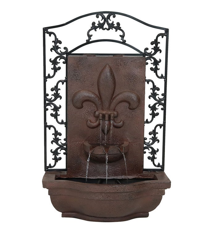 French Lily Outdoor Wall Fountain 33" Iron Finish