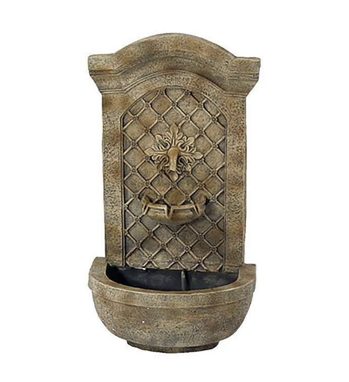 Rosette Outdoor Wall Fountain 31" Florentine Stone