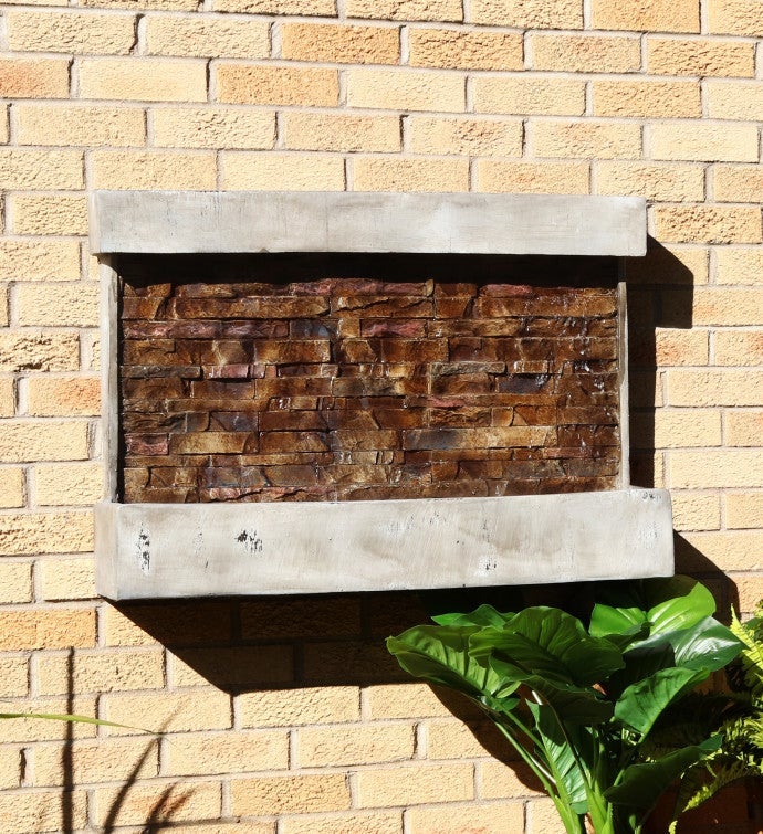 Outdoor Wall Water Fountain 24" Garden Yard Balcony Patio Ancient Waterfall