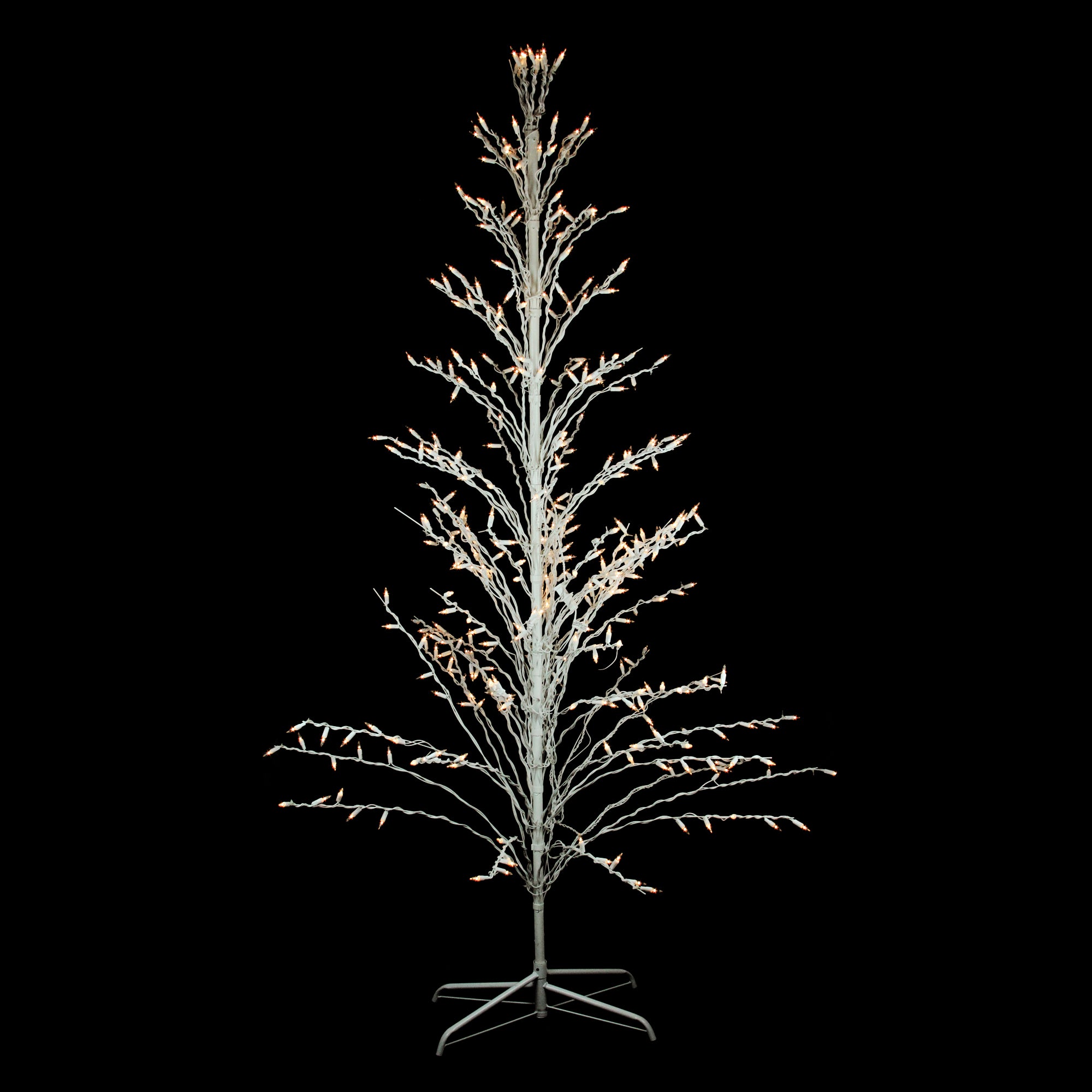 White Lighted Christmas Cascade Twig Tree Outdoor Decoration