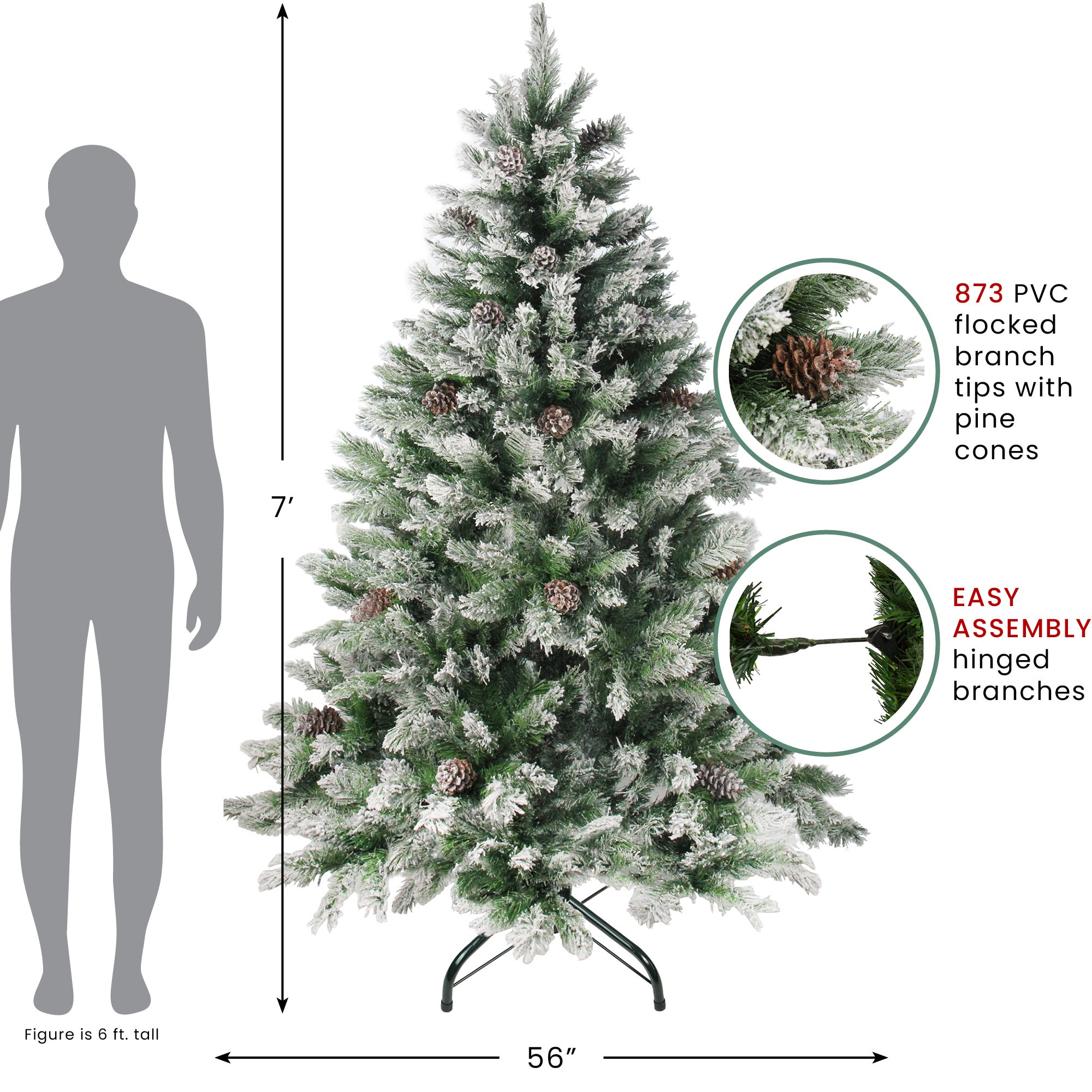 Flocked Angel Pine Artificial Christmas Tree 7' - Unlit