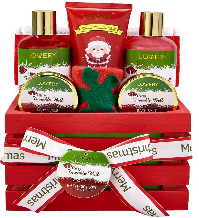 Bath & Body Christmas Gift Basket For Women & Men – Cherry Twinkle Bell Spa