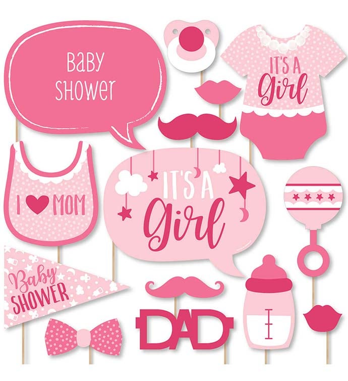 Its A Girl Pink Baby Shower Photo Booth Props Kit | Marketplace ...