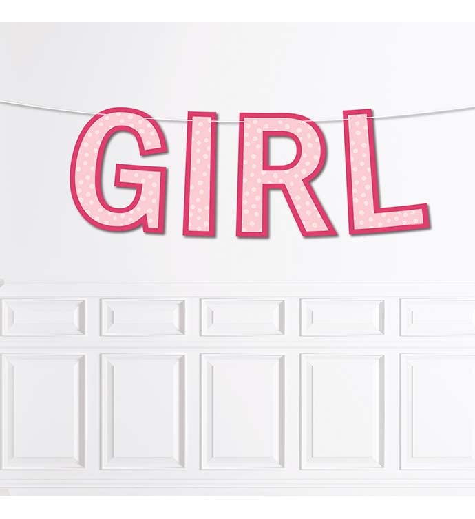 Its A Girl Large Pink Baby Shower Decorations   Outdoor Letter Banner