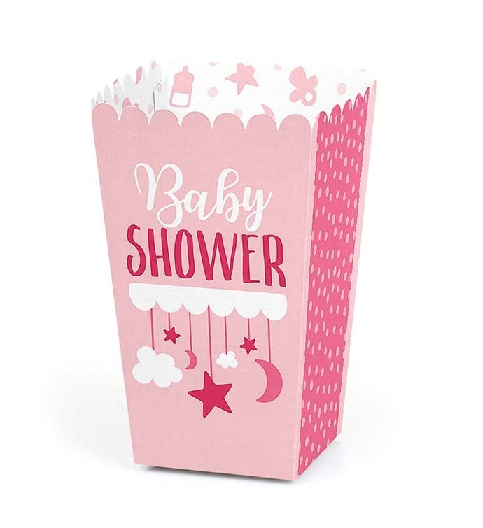 It's A Girl   Pink Baby Shower Favor Popcorn Treat Boxes   Set Of 12
